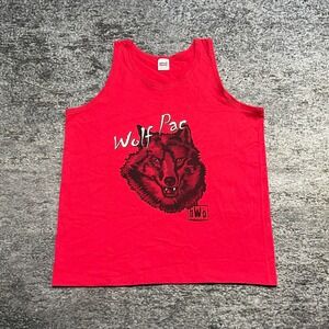 Vintage 90s NWO Wolf Pac Tank Top Shirt Mens XL Red WWF Wrestling Anvil